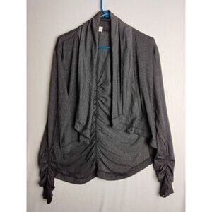 Ideology Gray Womans Large Open Cardigan Stretchy with thumb holes spandex